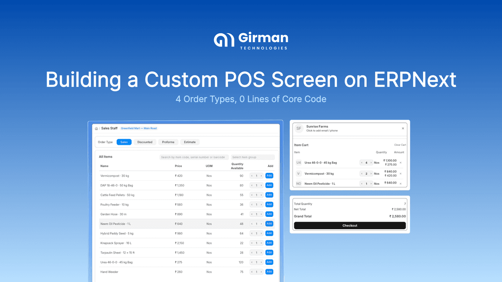 Building a Custom POS Screen on ERPNext: 4 Order Types, 0 Lines of Core Code