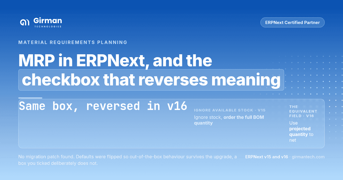What Is MRP (Material Requirements Planning)? How ERPNext Runs It for Mid-Market Manufacturers