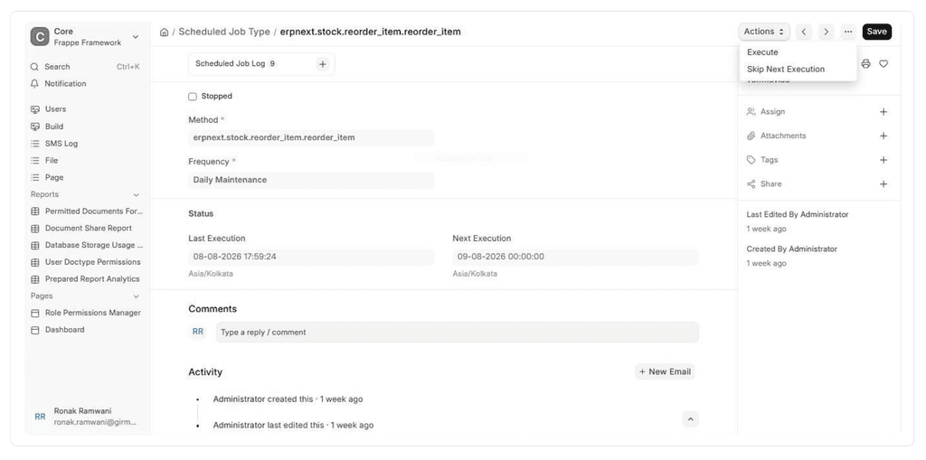 Scheduled for job