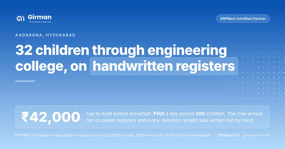 Aadarana Replaced Paper Registers and Handmade Receipts with One ERPNext System